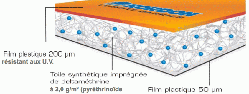 Vue de coupe d'une membrane anti termites